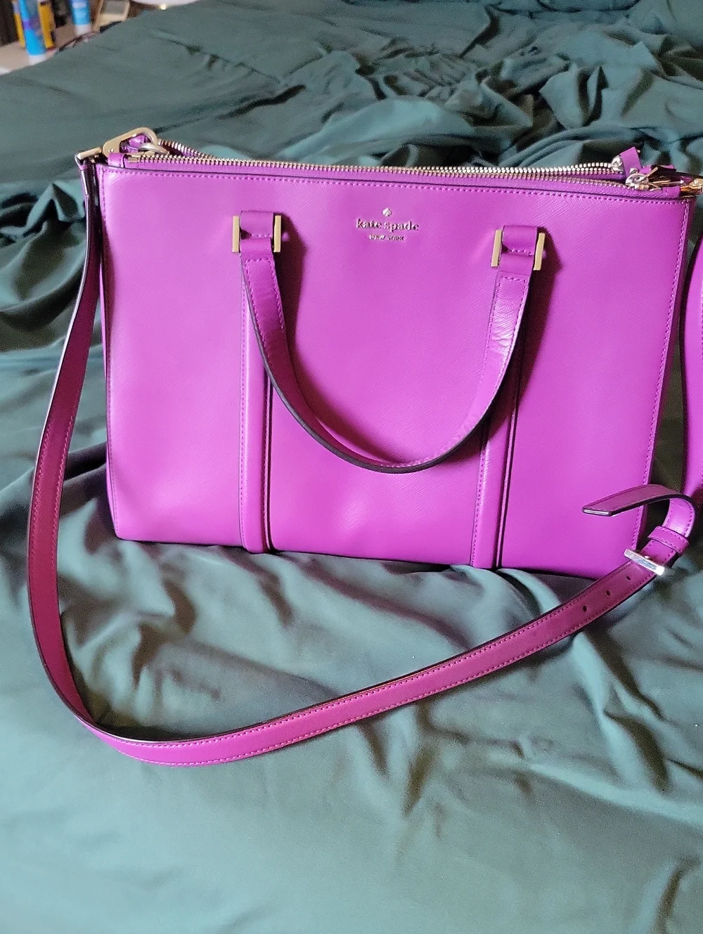 kate spade bright fuchsia leather shoulder satchel